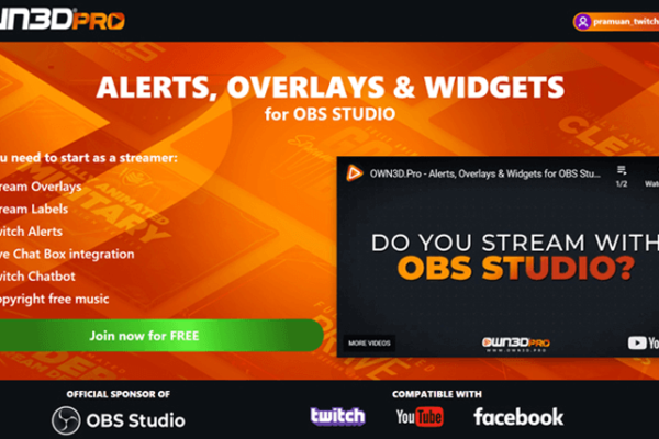 OWN3D Pro Alert, Overlays & Widgets for OBS STUDIO